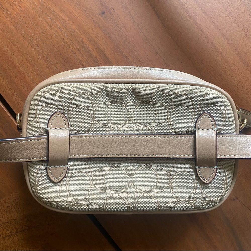 Coach Ivie Womens Beige Convertible Gold Zip Jacquard Small Belt Crossbody Bag - Picture 7 of 15